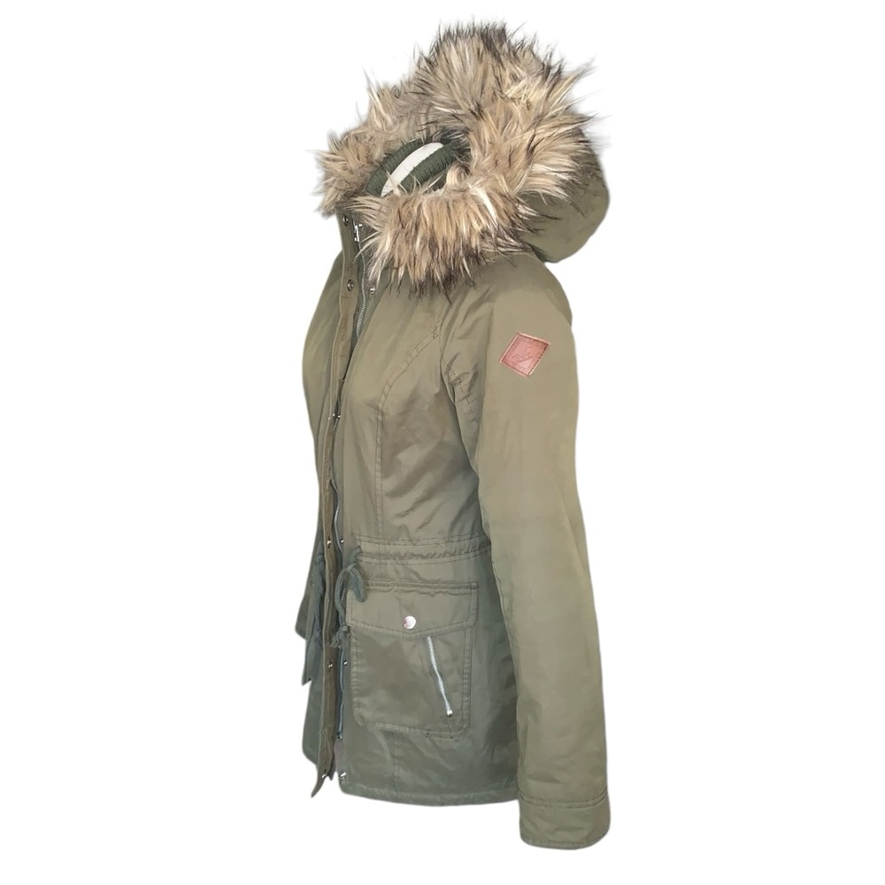 Hollister Olive Green Parka with Faux Fur Hood - Picture 10 of 16